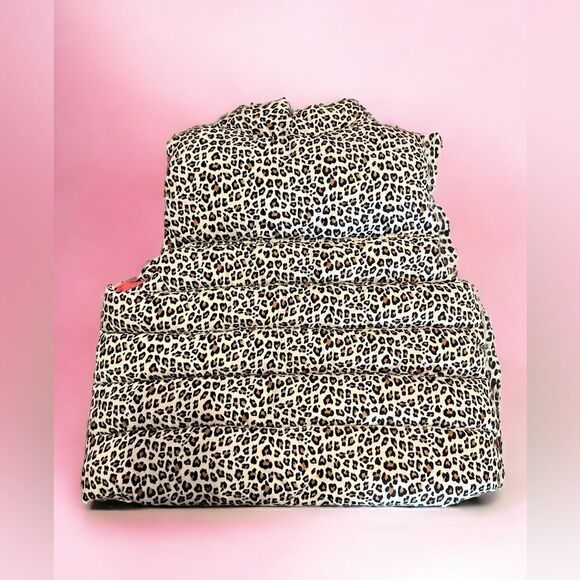 BabyGAP | Baby Toddler Girls 6-12 Month Puffer Vest Leopard Print Hot Pink Tan - Picture 6 of 10